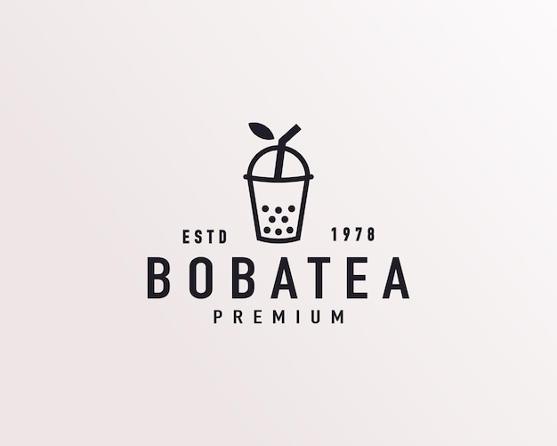 Vintage retro bubble tea hipster logo ontwerp inspiratie