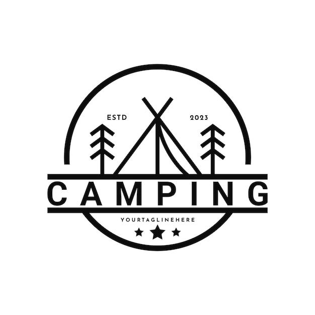 Vintage retro camping logo design idea