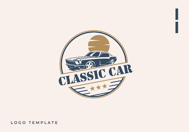 Vector vintage retro car logo design vintage or classic or retro badge emblem style