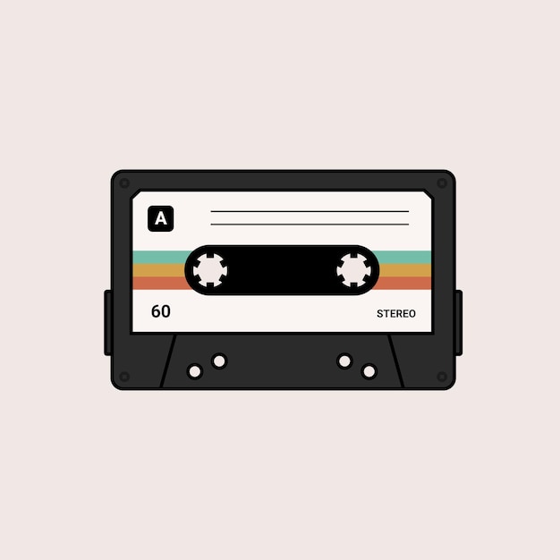 Vintage Retro Cassette Tape Music Illustration Vector