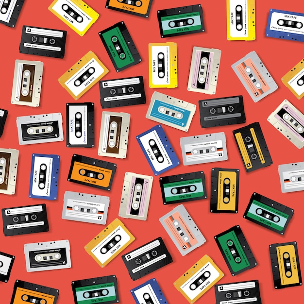 Vintage retro cassette tape patroon ontwerpsjabloon