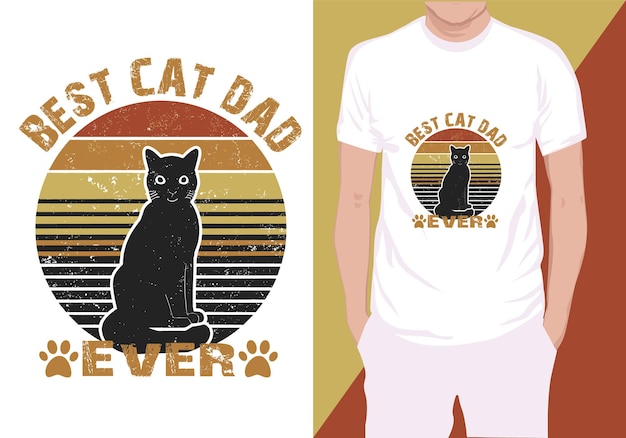 벡터 빈티지 레트로 고양이 티셔츠 디자인 그래픽 고양이 티셔츠 디자인