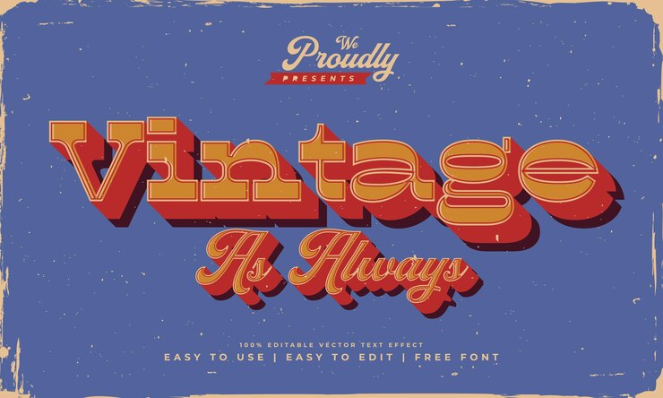 Vector vintage retro classic colourful shabby worn editable text effect alphabet font typography typeface