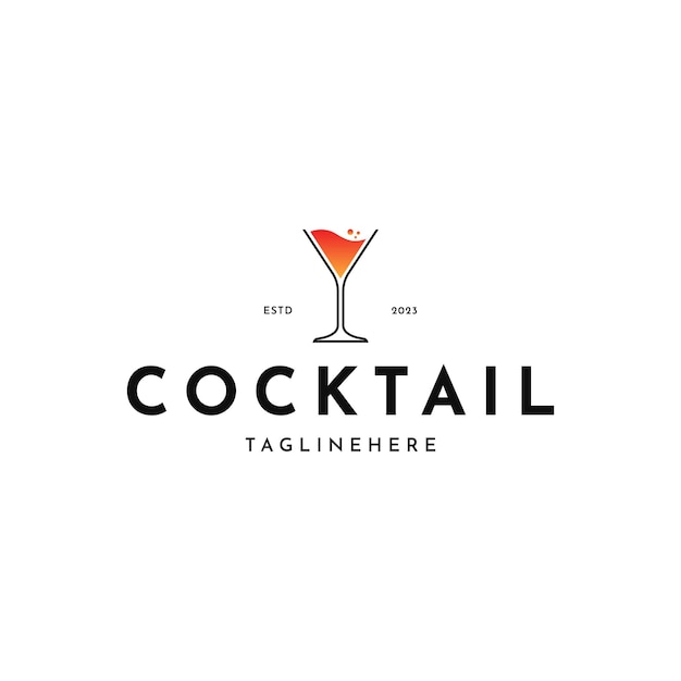 Vintage Retro Cocktail logo design idea alcohol drink icon Cocktail glass vector design template