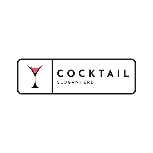 Vintage retro cocktailbar logo ontwerpsjabloon