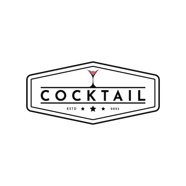 Vintage retro cocktailbar logo ontwerpsjabloon