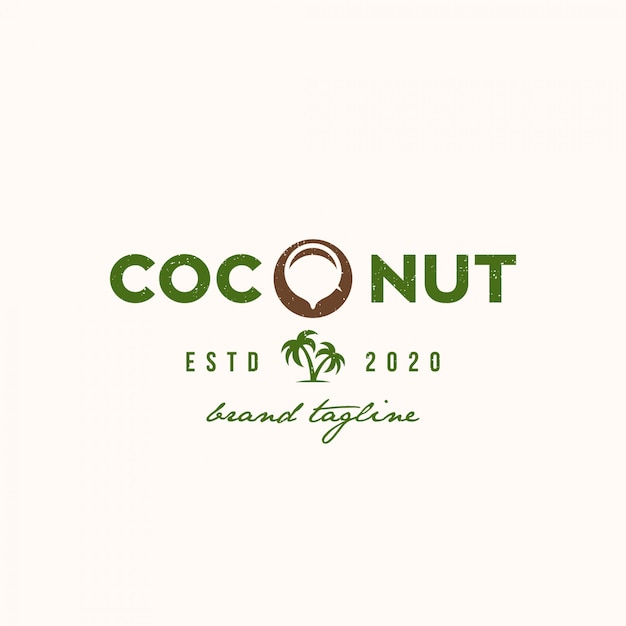 Vintage retro coconut logo premium