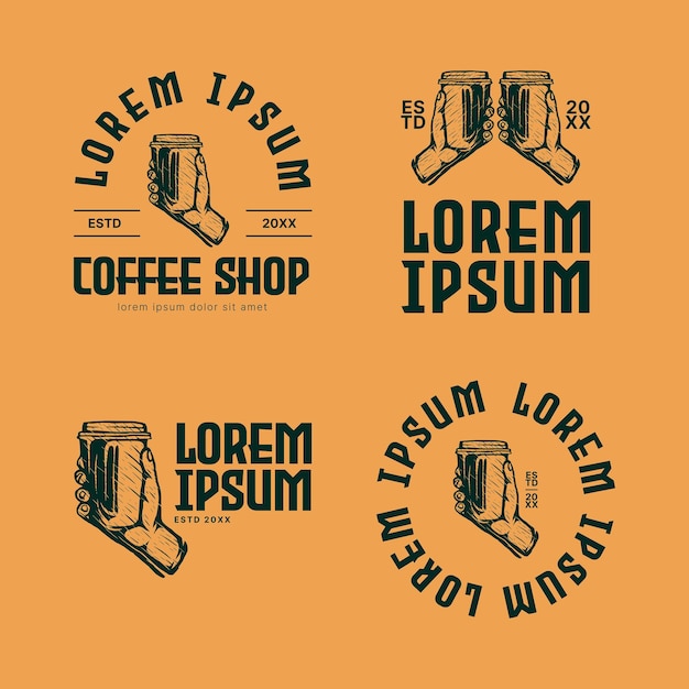 Vector vintage retro coffee shop logo vector design bundle