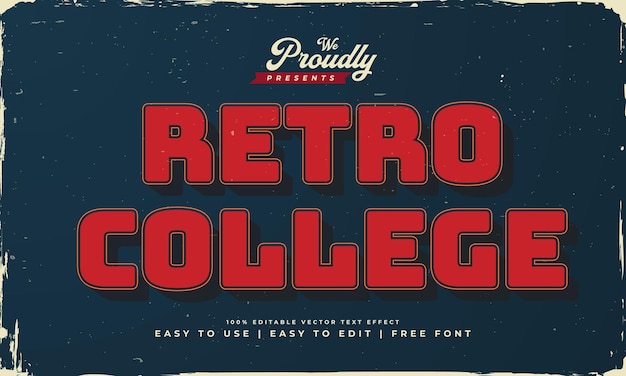 vintage retro college editable text effect