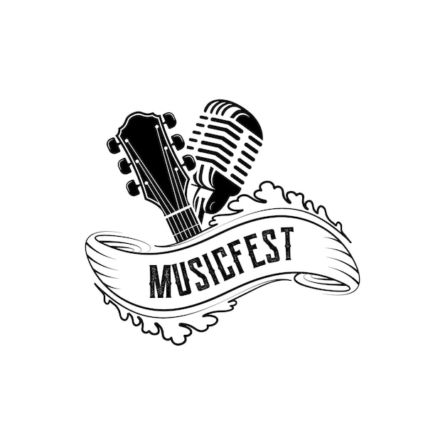 Vintage retro country western muziek logo ontwerp vector