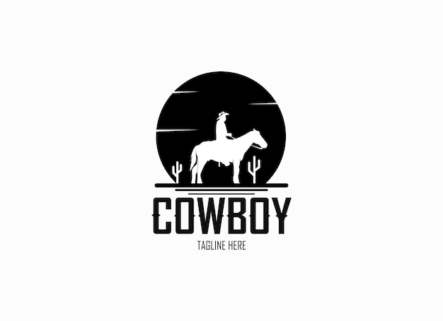 Винтажный ретро-ковбойский логотип вдохновляет