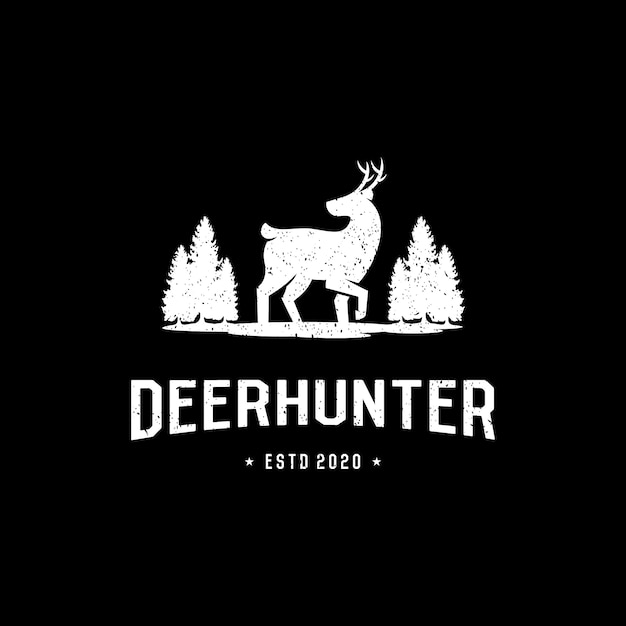 Vintage retro deer hunter logo