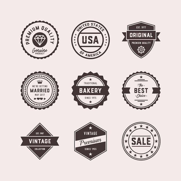 Vettore badges e timbri retro design vintage