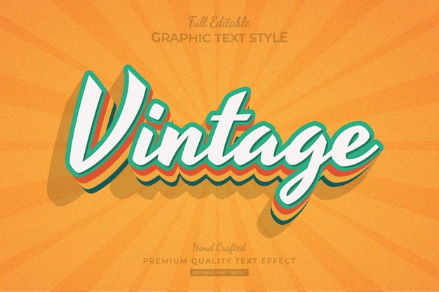 Vintage retro editable premium text effect font style