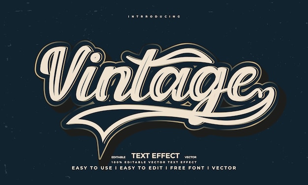 Vector vintage retro editable text effect alphabet font typography typeface