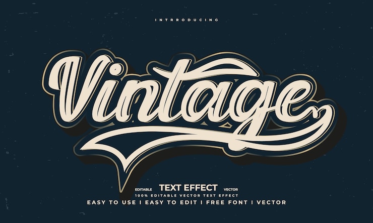Vector ビンテージ レトロな編集可能なテキスト効果のアルファベット フォント タイポグラフィ 書体