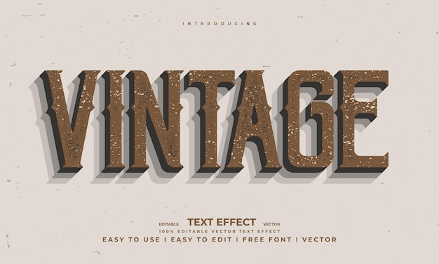 Vector vintage retro editable text effect alphabet font typography typeface