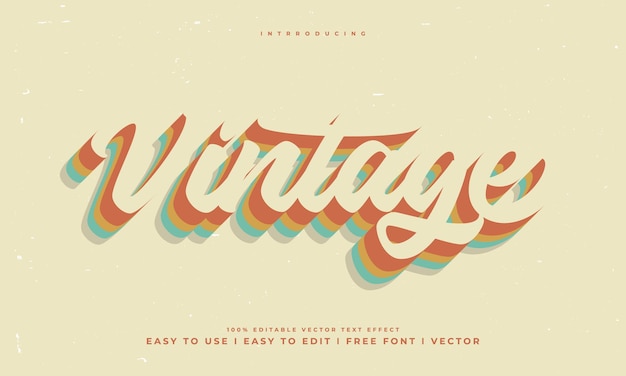 Vector vintage retro editable text effect alphabet font typography typeface