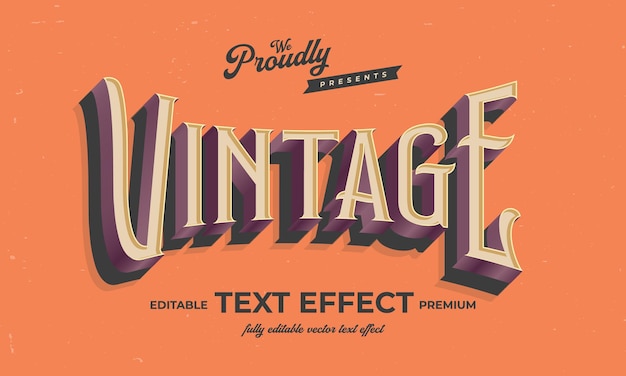 Vintage retro editable text effect alphabet font typography typeface