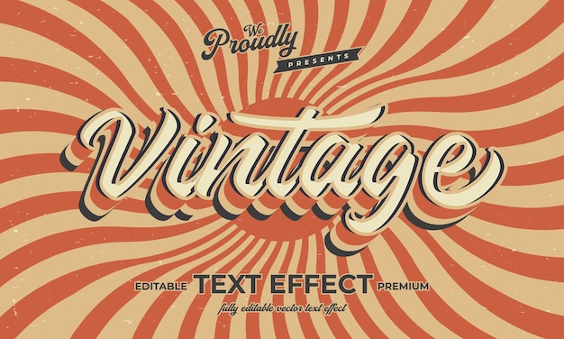 Vector vintage retro editable text effect alphabet font typography typeface