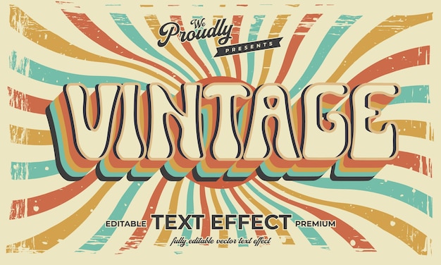 Vintage retro editable text effect alphabet font typography typeface