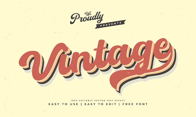 Vintage retro editable text effect alphabet font typography typeface