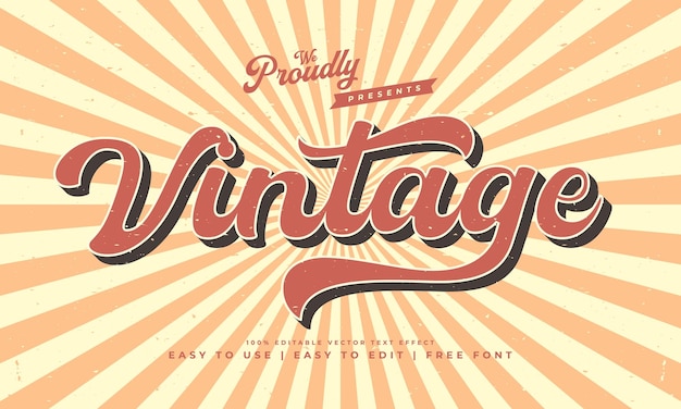 Vector vintage retro editable text effect alphabet font typography typeface