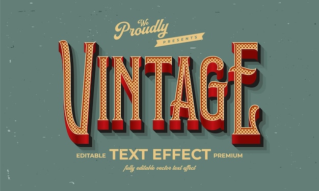 Vector vintage retro editable text effect alphabet font typography typeface