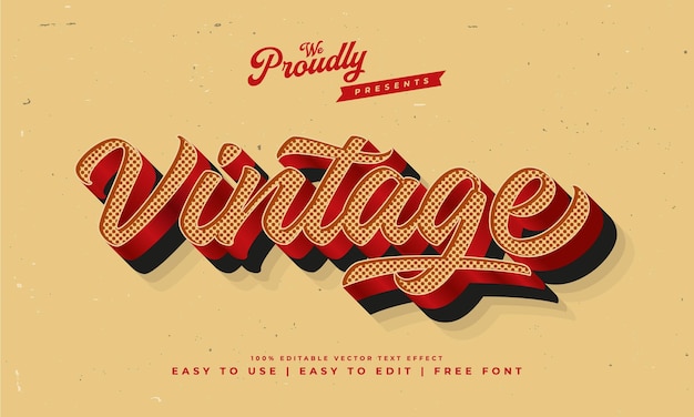 Vector vintage retro editable text effect alphabet font typography typeface