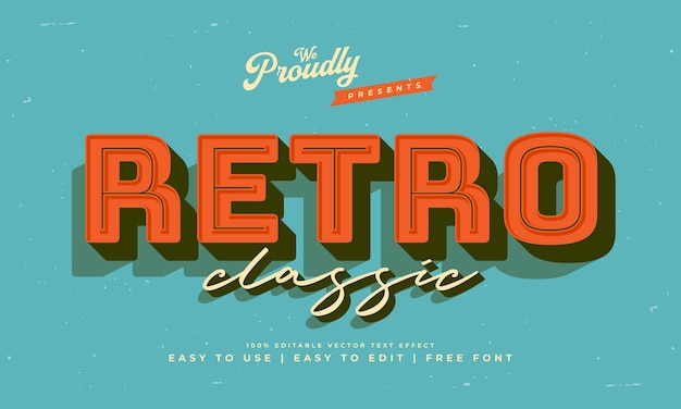 Vintage retro effetti di testo modificabili carattere alfabetico tipografia carattere tipografico