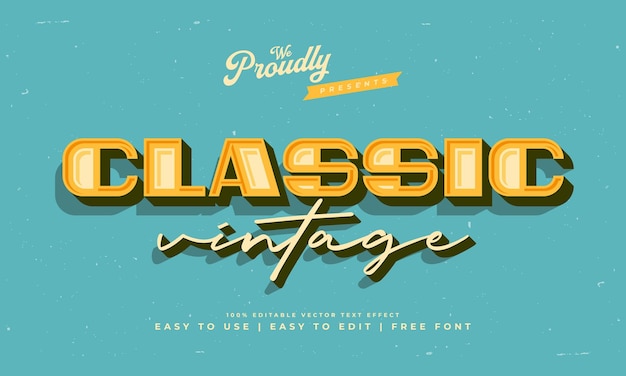 Vintage retro editable text effect alphabet font typography typeface