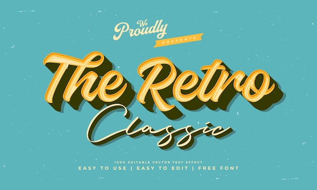 Vintage retro editable text effect alphabet font typography typeface