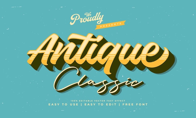 Vintage retro editable text effect alphabet font typography typeface