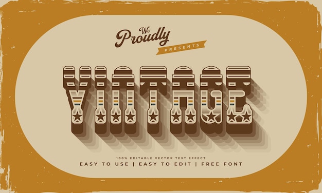 Vector vintage retro editable text effect alphabet font typography typeface