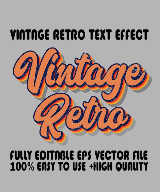 Vettore stile effetto testo modificabile retrò vintage