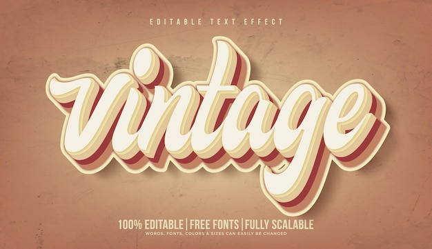 Effetto di testo editabile vintage o retro o illustrazione tipografica con consistenza grunge