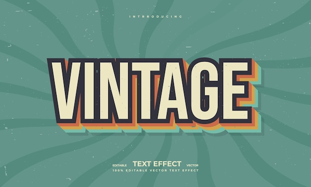Vintage retro editable vector text effect alphabet font typography typeface