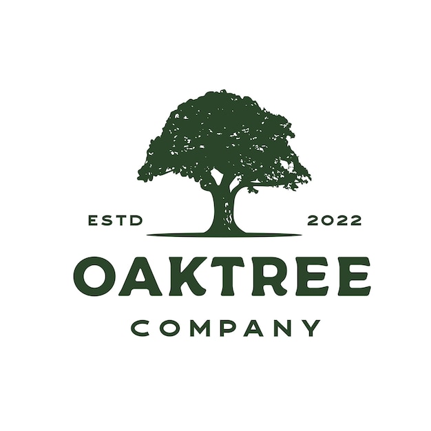 Vintage Retro Eik, Banyan, Maple Tree Service Logo Ontwerp