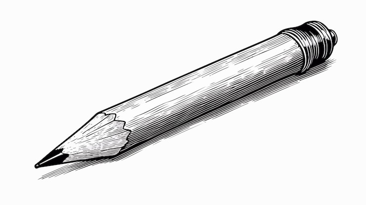 Vector vintage retro engraved pencil on wood background