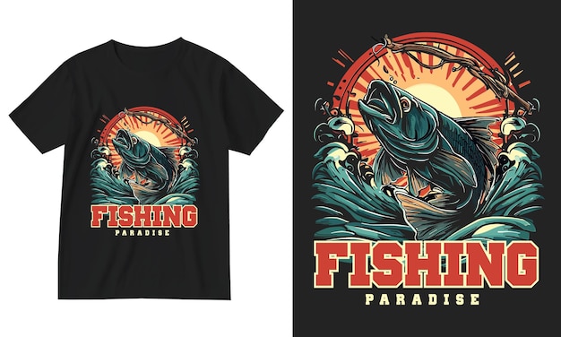 Vintage retro fish fisherman typography fishing tshirt design vector illustrationcatch river water