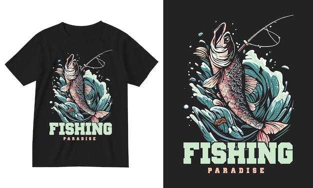 빈티지 복고풍 물고기 어부 타이포그래피 낚시 tshirt 디자인 벡터 illustrationcatch river water