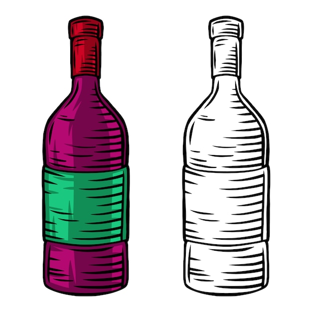 Vintage retro fles wijn geïsoleerde vectorillustratie