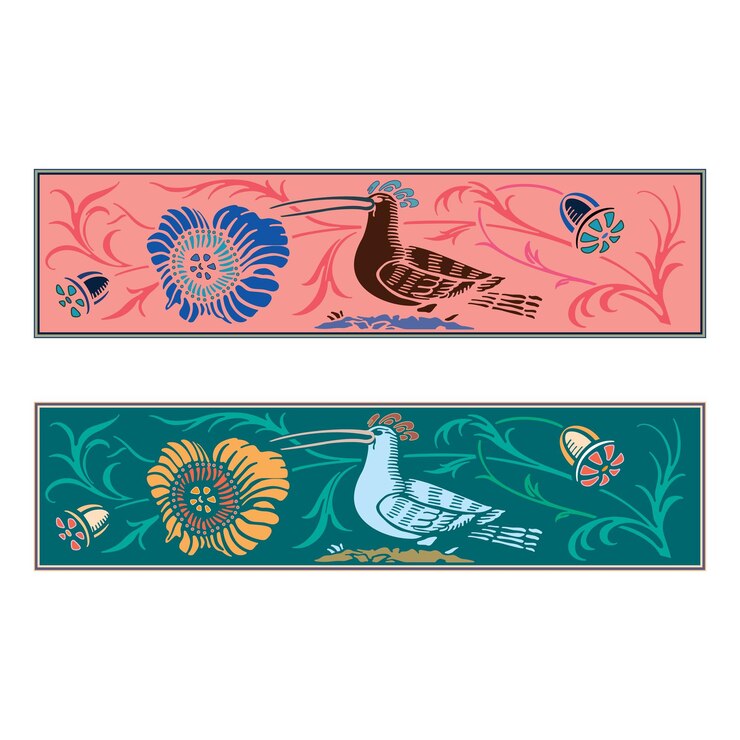 Vector vintage retro floral calligraphic art decorative elements colored sketch set with flowers and bird isolated vector