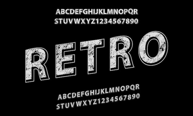 Vintage retro font Trendy style distorted typeface