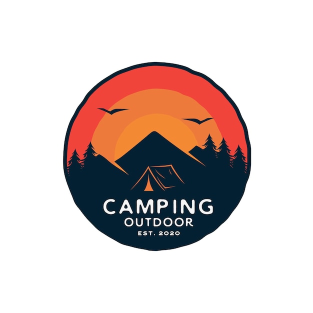 Vintage Retro Forest Camping Logo Design