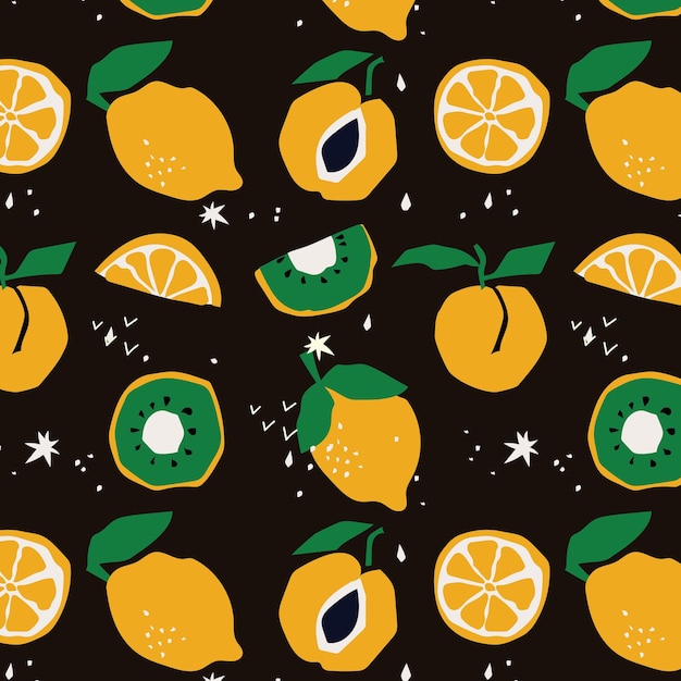 빈티지 레트로 과일 터 원활한 패턴 추상적인 기하학적 모양의 레몬 오렌지 장식