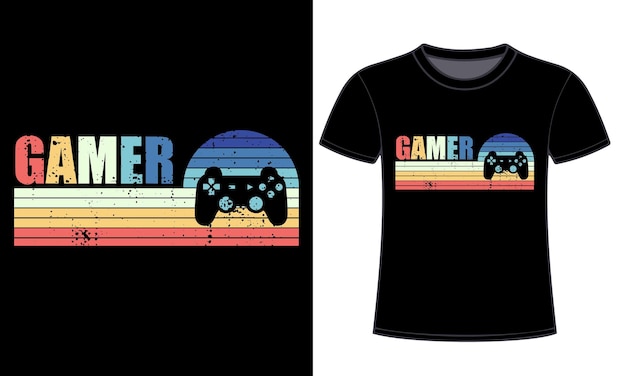 Premium Vector | Vintage retro gaming tshirt design gaming gamer