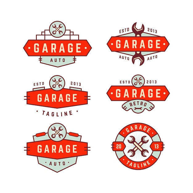 Vintage retro garage badge logo-collectie