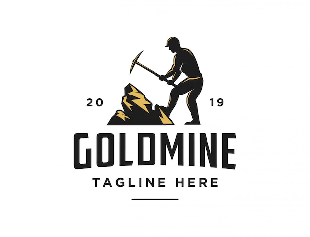 Vintage retro Gold mine worker logo