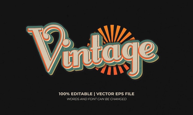 Vintage retro grunge bewerkbare teksteffect vector lettertype stijlsjabloon